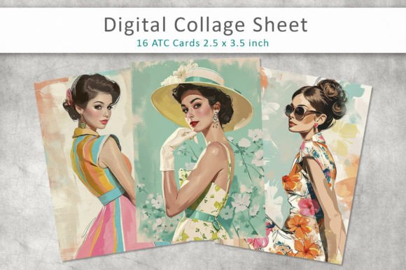Download Woman 60's ATC Cards, Junk Journal Cards - Cards Collection