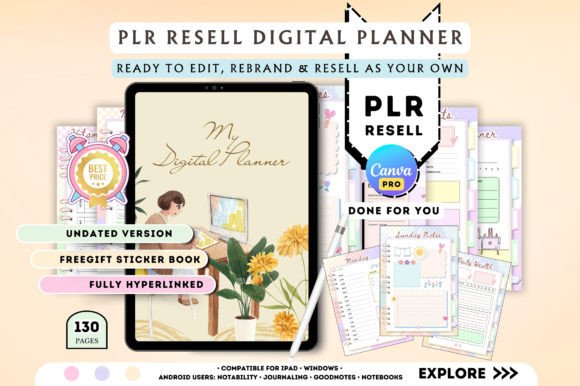 Download PLR Cute Digital Planner Canva Editable - Canva editable Collection
