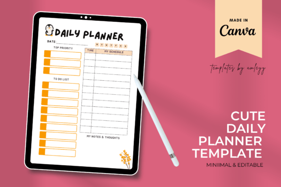 Download Canva Editable Daily Planner Template - Canva editable Collection