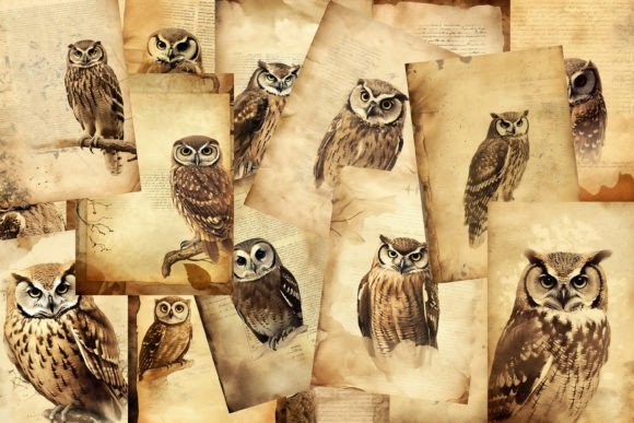 Download Printable Vintage Owl ATC Cards Ephemera - Cards Collection